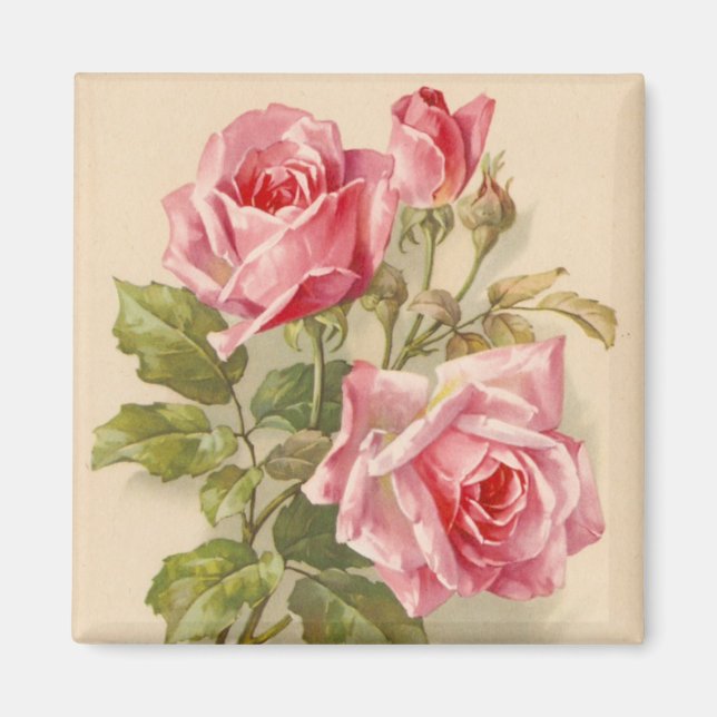 Aimant Roses roses vintages (Devant)