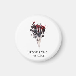 Aimant Roses rouges gothiques Squelette Mariage