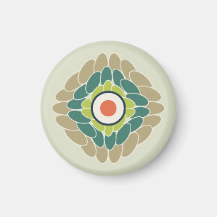 Aimant Rosette de feuilles vertes graphiques en wasabi et