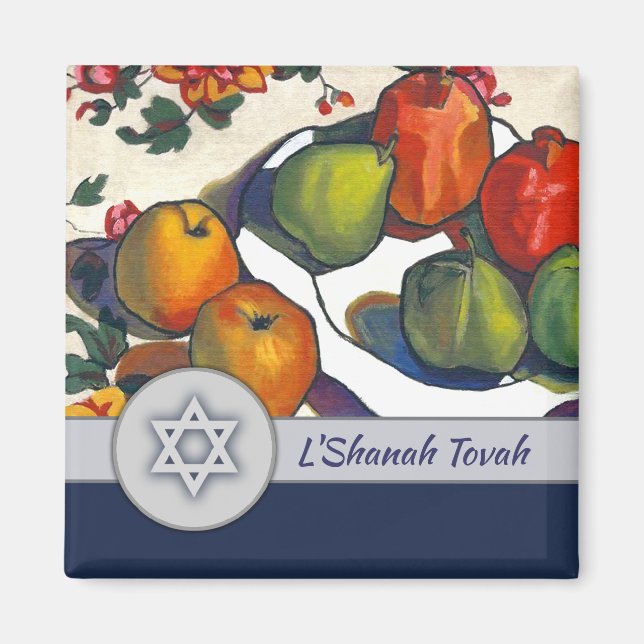 Aimant Rosh Hashanah. Jour de l'An juif Cadeau d'art (Devant)
