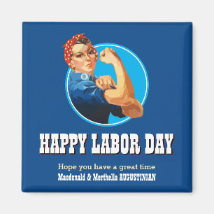 Aimant Rosie Riveter personnalisé JOLIE JOURNÉE DU TRAVAI