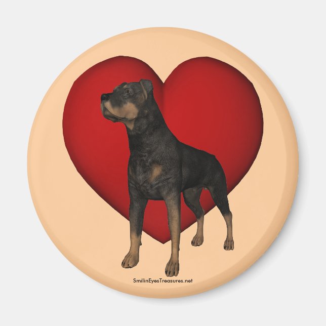 Aimant Rottweiler Chien Coeur rouge (Devant)