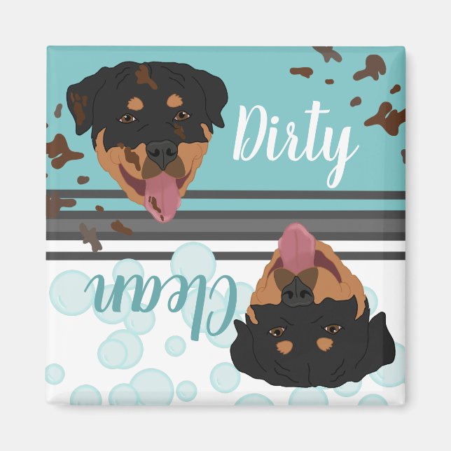 Aimant Rottweiler Lave-vaisselle sale/propre (Devant)
