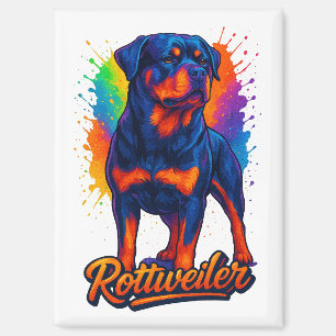 Aimant Rottweiler Pop Art vibrant - Chien néon audacieux