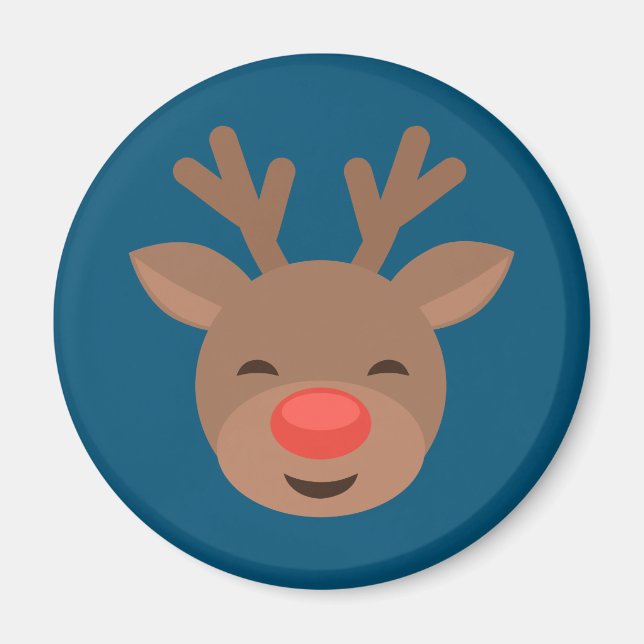 Aimant Roudolf Reindeer de Noël en bleu (Devant)