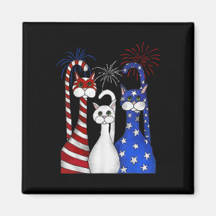 Aimant Rouge Blanc Bleu Chats Usa Drapeau Feu 4 juillet