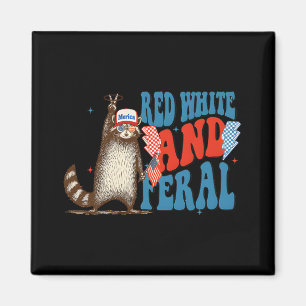 Aimant Rouge Blanc Et Feral Funky Trump Raccoon 4 Juil