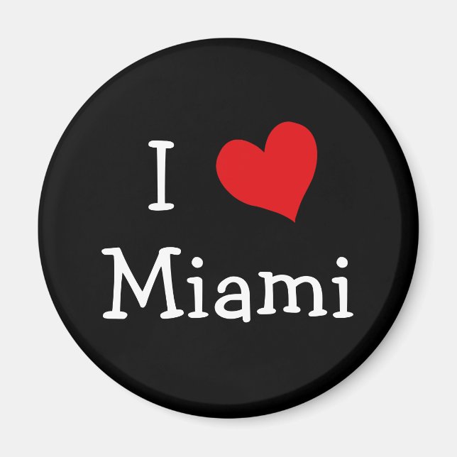 Aimant Rouge, blanc et noir J'aime Miami (Devant)