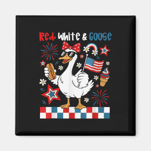 Aimant Rouge Blanc Et Oie Drôle 4 juillet Patriotique Wo