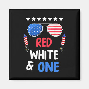 Aimant Rouge Blanc Et Un 1Er Anniversaire 4 juillet Indep