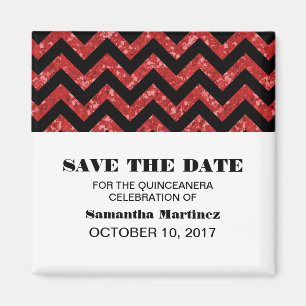 Aimant Rouge Chevron Parties scintillant Quinceañera Magn
