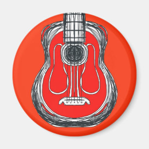 Aimant rouge de visage de monstre de guitare