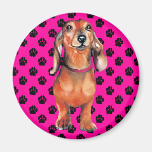 Aimant Rouge Doxie de basset allemand