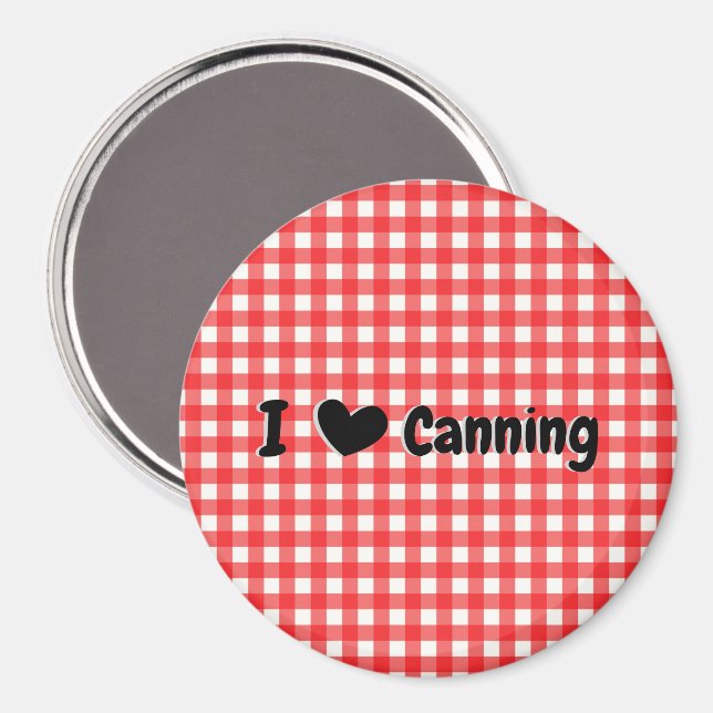 Aimant Rouge En vichy Check I Heart Canning Kitchen (Recto/Verso)