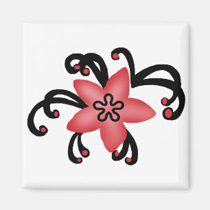 Aimant rouge et noir de fleur