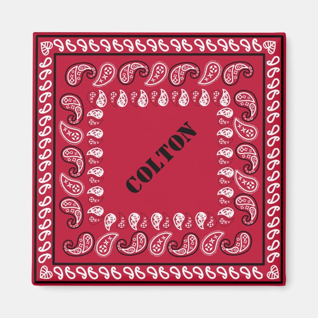 Aimant Rouge et noir Occident Paisley Bandana Personnalis (Devant)