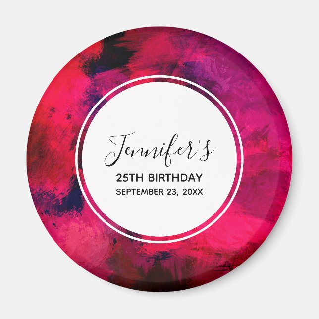 Aimant Rouge foncé et violet Gras moderne Abstrait annive (Devant)