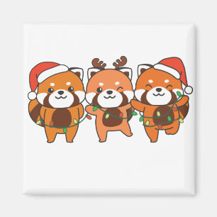 Aimant Rouge Panda Animaux de Noël mignons Pandas rouges