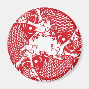 Aimant Rouge Whirling Koi Carp Groupe de poisson sur mesu