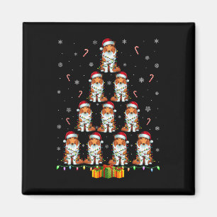 Aimant Rough Collie Chien Santa Chapeau Noël Lumières Noë