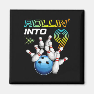Aimant Rouler Dans 9 Fête D'anniversaire Rétro Bowling 9e
