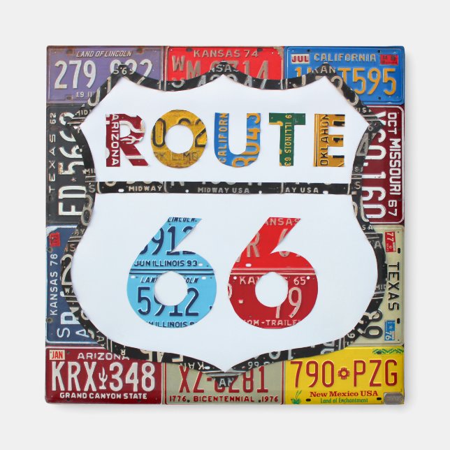 Aimant Route 66 Plaque de licence Art par design Turnpike (Devant)