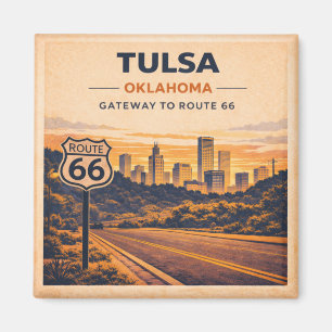 Aimant Route 66 Tulsa Oklahoma Ville patrimoniale Skyline