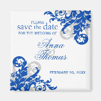 Royal Blue Argent Flourdissant Économisez La Date