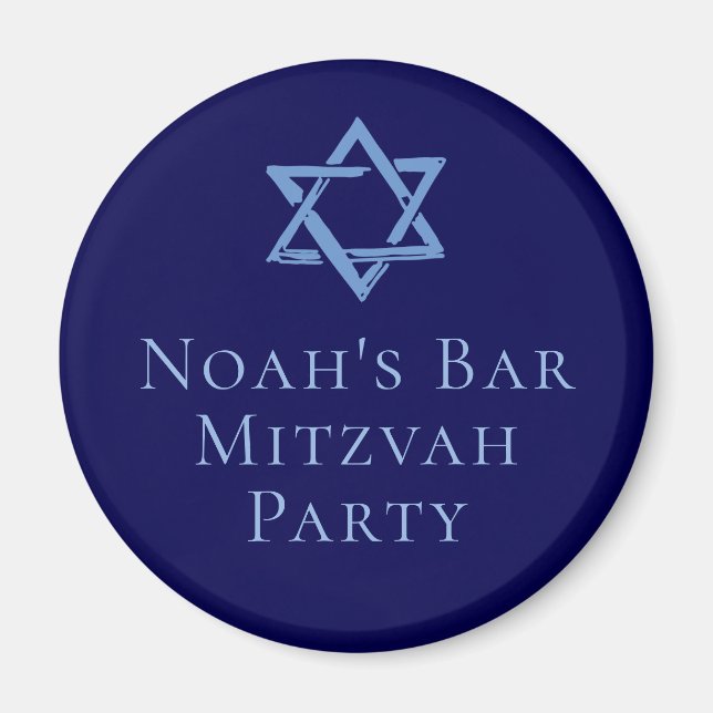 Aimant Royal Blue Bar Mitzvah Party Star de David (Devant)