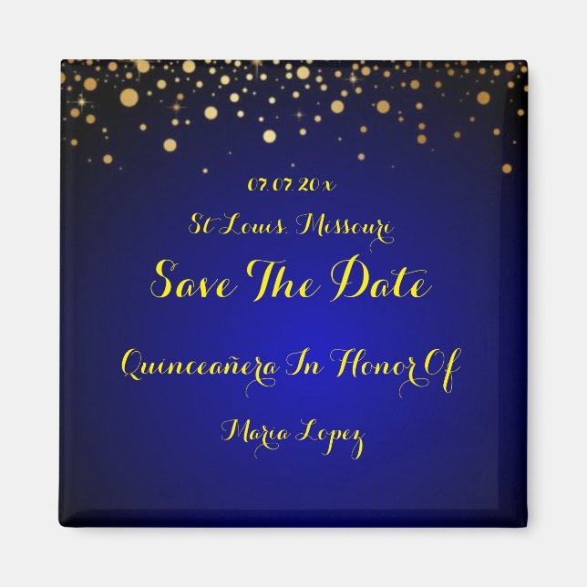 Aimant Royal Blue Quinceanera Enregistrer l'aimant de dat (Devant)