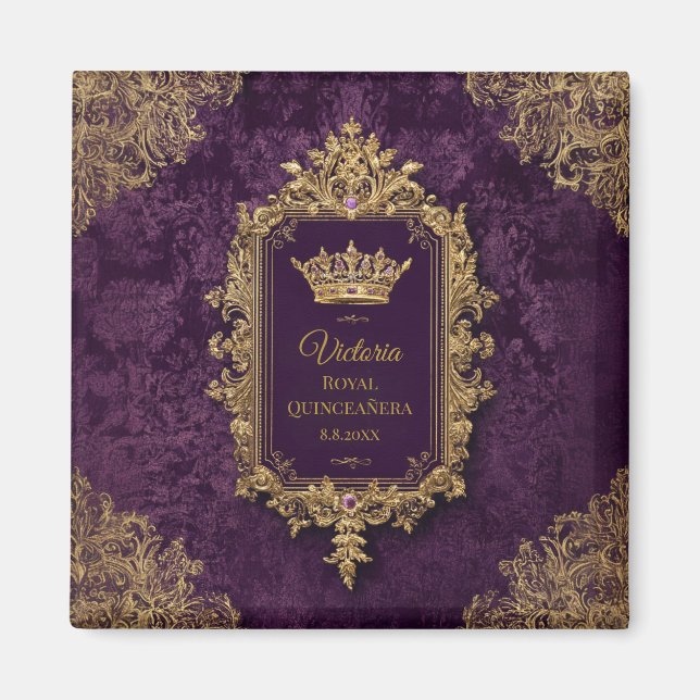Aimant Royale Quinceañera Améthyste sur mesure (Devant)