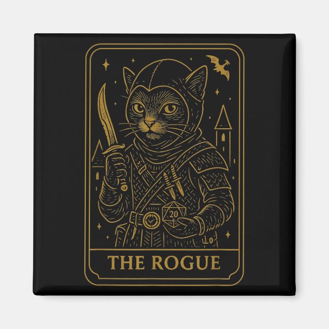 Aimant Rpg Gamer Rogue D20 Dice Nerdy Geek Chat Hommes Fe (Devant)