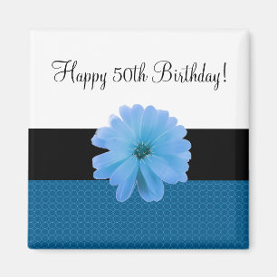 Aimant Ruban noir Fleur bleue 50e anniversaire