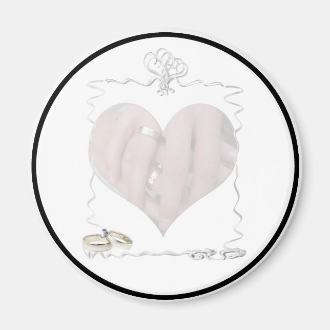 Aimant Rubans et anneaux avec Mariage Couple (Devant)