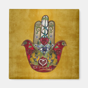 Aimant Ruby Pomegranate Heart Red Bird Hamsa