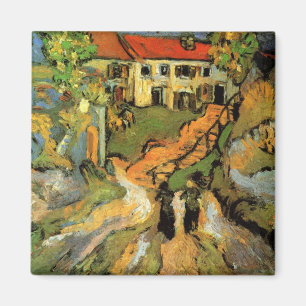 Aimant Rue et escaliers du village d'Auvers, personnages
