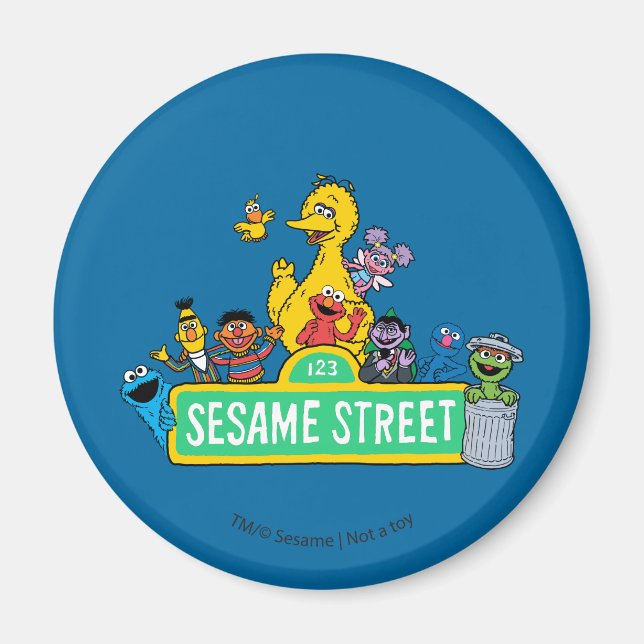 Aimant Rue Sésame | Couleur complète avec Pals (Devant)