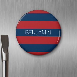 Aimant Rugby bleu marine et rouge avec nom personnalisé