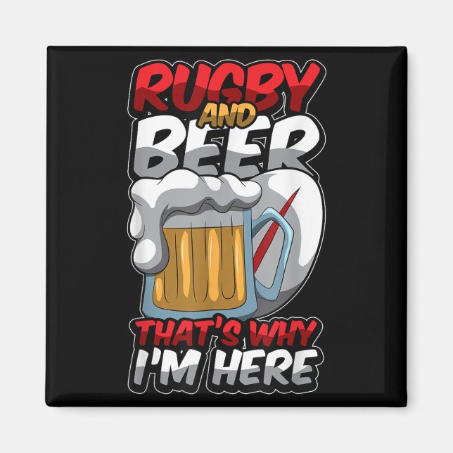 Aimant Rugby Et Bière C'Est Pourquoi Je Suis Ici Drôle Co (Devant)