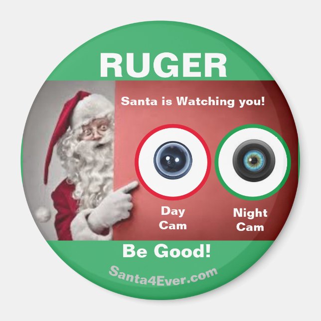 Aimant RUGER Père Noël vous regarde !Jour et nuit (Devant)