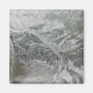 Aimant Russie centrale neigeuse et brumeuse montrant Ob R