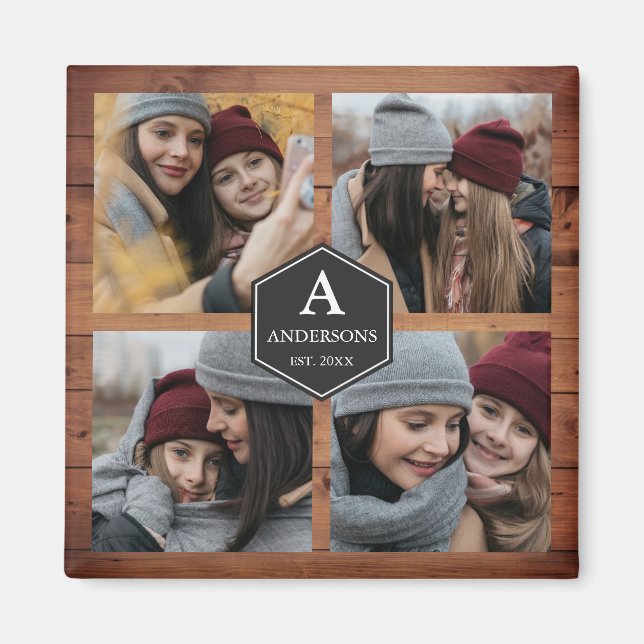 Aimant Rustic Barn Wood 4 Photos Collage de photos de la  (Devant)