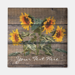 Aimant Rustic Barn Wood Sunflower