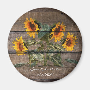 Aimant Rustic Barn Wood Sunflower