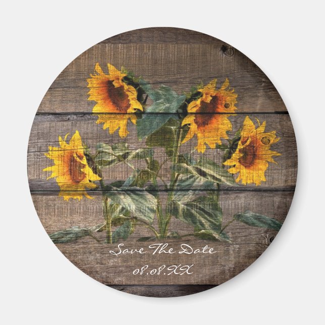 Aimant Rustic Barn Wood Sunflower (Devant)