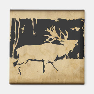 Aimant Rustic Elk Faune Chasse Nature Animaux Réfrigérate