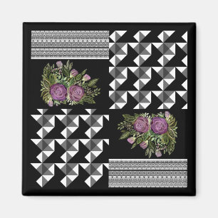 Aimant Rustic, patchwork, rose