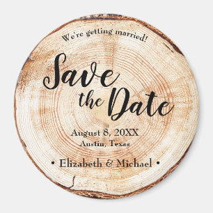 Aimant Rustic Wood Unique Wedding Save the date