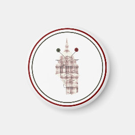 Aimant Rústico Vermelho Catedral Sketch Urbano