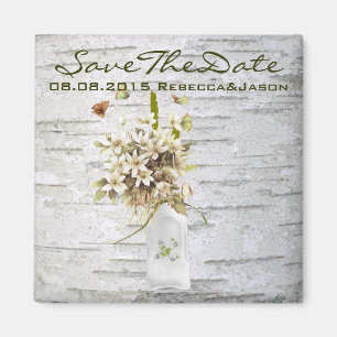 Aimant rustique fleur sauvage blanc bouleau mariage